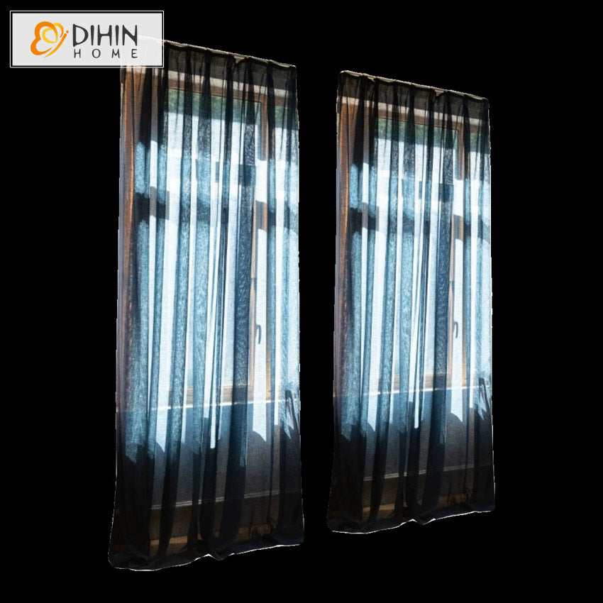 DIHINHOME Home Textile Sheer Curtain DIHIN HOME Modern Navy Blue Color,Blackout Grommet Window Sheer Curtain for Living Room,52x63-inch,1 Panel