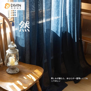 DIHINHOME Home Textile Sheer Curtain DIHIN HOME Modern Navy Blue Color,Blackout Grommet Window Sheer Curtain for Living Room,52x63-inch,1 Panel