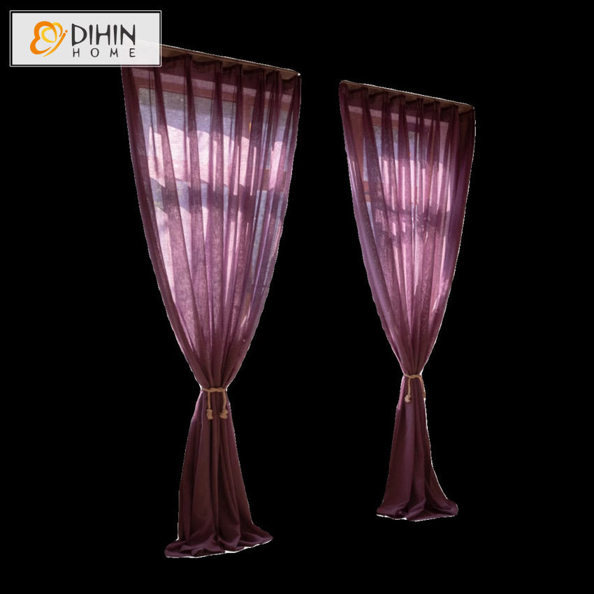 DIHINHOME Home Textile Sheer Curtain DIHIN HOME Modern Purple Color,Blackout Grommet Window Sheer Curtain for Living Room,52x63-inch,1 Panel