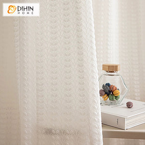 DIHINHOME Home Textile Sheer Curtain DIHIN HOME Modern White Geometric,Blackout Grommet Window Sheer Curtain for Living Room,52x63-inch,1 Panel