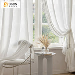 DIHINHOME Home Textile Sheer Curtain DIHIN HOME Modern White Sheer Curtain With Lace,Grommet Window Curtain for Living Room ,52x63-inch,1 Panelriped