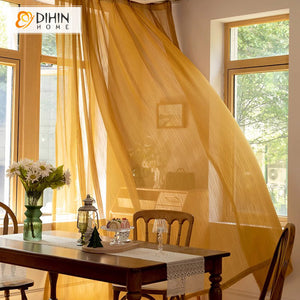 DIHINHOME Home Textile Sheer Curtain DIHIN HOME Modern Yellow Color,Blackout Grommet Window Sheer Curtain for Living Room,52x63-inch,1 Panel