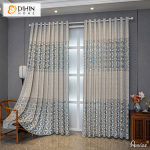 DIHINHOME Home Textile Sheer Curtain DIHIN HOME New Arrival Embroidered,Grommet Window Sheer Curtain for Living Room ,52x63-inch,1 Panel