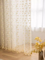 DIHINHOME Home Textile Sheer Curtain DIHIN HOME Pastoral Beige Flowers,Blackout Grommet Window Sheer Curtain for Living Room,52x63-inch,1 Panel