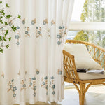 DIHINHOME Home Textile Sheer Curtain DIHIN HOME Pastoral Blue Flowers Embroidered,Blackout Grommet Window Sheer Curtain for Living Room,52x63-inch,1 Panel