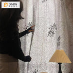DIHINHOME Home Textile Sheer Curtain DIHIN HOME Pastoral Plants Embroidered,Blackout Grommet Window Sheer Curtain for Living Room,52x63-inch,1 Panel