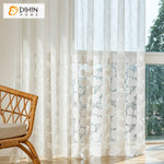 DIHINHOME Home Textile Sheer Curtain DIHIN HOME Pastoral White Petal Embroidery,Blackout Grommet Window Sheer Curtain for Living Room,52x63-inch,1 Panel