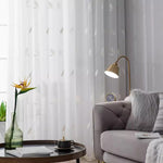 DIHINHOME Home Textile Sheer Curtain DIHIN HOME White Leaves,Blackout Grommet Window Sheer Curtain for Living Room,52x63-inch,1 Panel