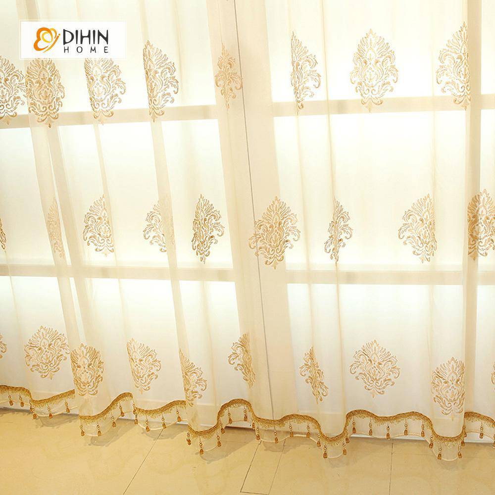 (Custom Order )DIHIN HOME Beige Noble Elegant Embroidered Valance ,Blackout Curtains Grommet Window Curtain for Living Room Roman Shades Curtains Window Blinds custom curtains blackout curtains curtains for living room sheer curtains curtain fabric linen curtains kitchen curtains velvet curtains pinch pleat curtains bay window curtains outdoor curtains pleated curtains floral curtains dining room curtains kitchen valances drapes for bedroom patio curtains nursery curtains grommet curtains
