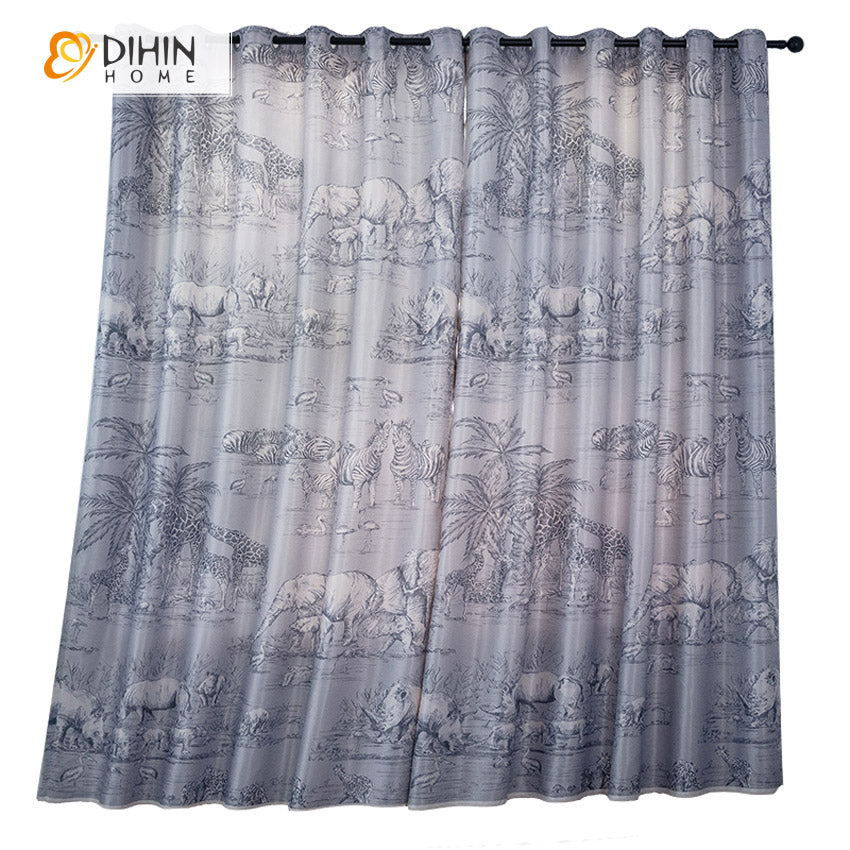 DIHIN HOME 3D Printed African Grassland Animals Blackout Curtains,Window Curtains Grommet Curtain For Living Room ,39x102-inch,2 Panels Included Roman Shades Curtains Window Blinds custom curtains blackout curtains curtains for living room sheer curtains curtain fabric linen curtains kitchen curtains velvet curtains pinch pleat curtains bay window curtains outdoor curtains pleated curtains floral curtains dining room curtains kitchen valances drapes for bedroom patio curtains nursery curtains grommet curtai
