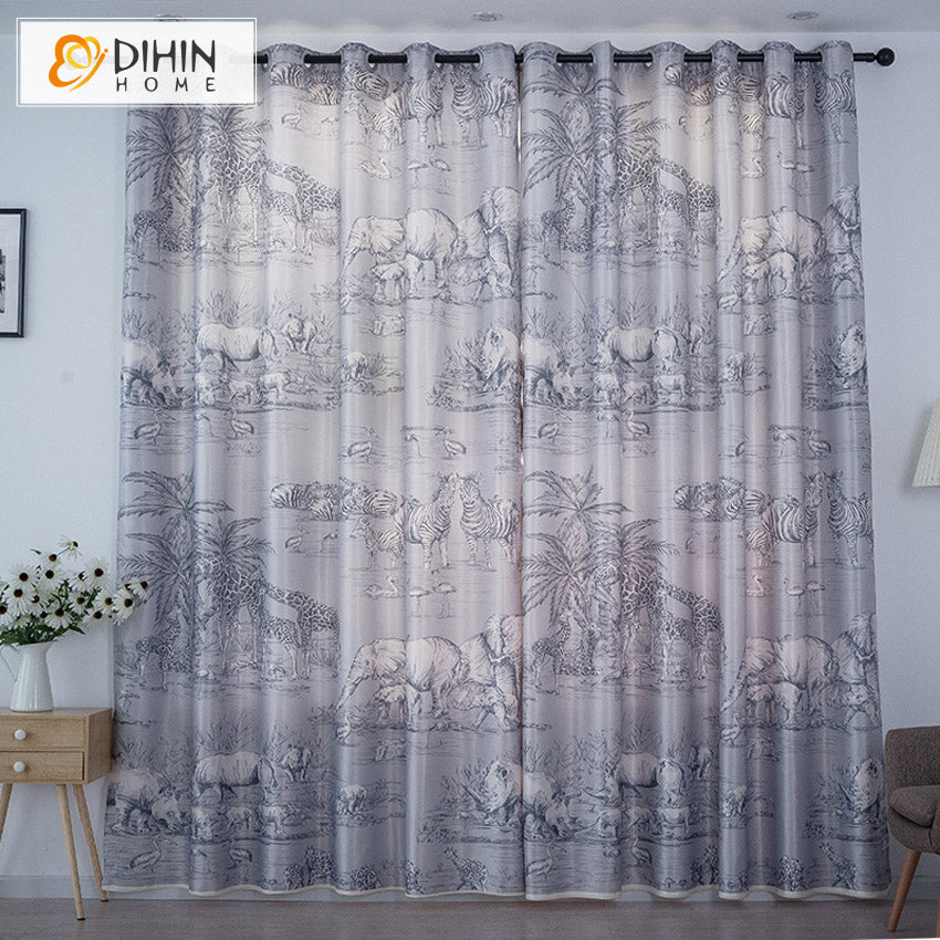DIHIN HOME 3D Printed African Grassland Animals Blackout Curtains,Window Curtains Grommet Curtain For Living Room ,39x102-inch,2 Panels Included Roman Shades Curtains Window Blinds custom curtains blackout curtains curtains for living room sheer curtains curtain fabric linen curtains kitchen curtains velvet curtains pinch pleat curtains bay window curtains outdoor curtains pleated curtains floral curtains dining room curtains kitchen valances drapes for bedroom patio curtains nursery curtains grommet curtai