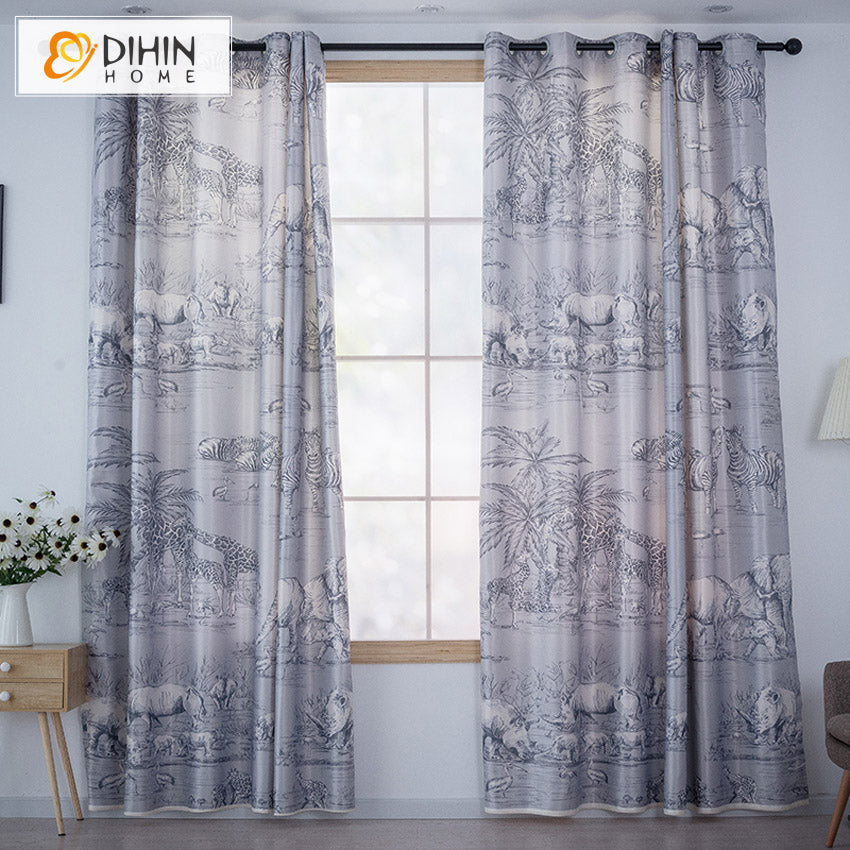 DIHIN HOME 3D Printed African Grassland Animals Blackout Curtains,Window Curtains Grommet Curtain For Living Room ,39x102-inch,2 Panels Included Roman Shades Curtains Window Blinds custom curtains blackout curtains curtains for living room sheer curtains curtain fabric linen curtains kitchen curtains velvet curtains pinch pleat curtains bay window curtains outdoor curtains pleated curtains floral curtains dining room curtains kitchen valances drapes for bedroom patio curtains nursery curtains grommet curtai