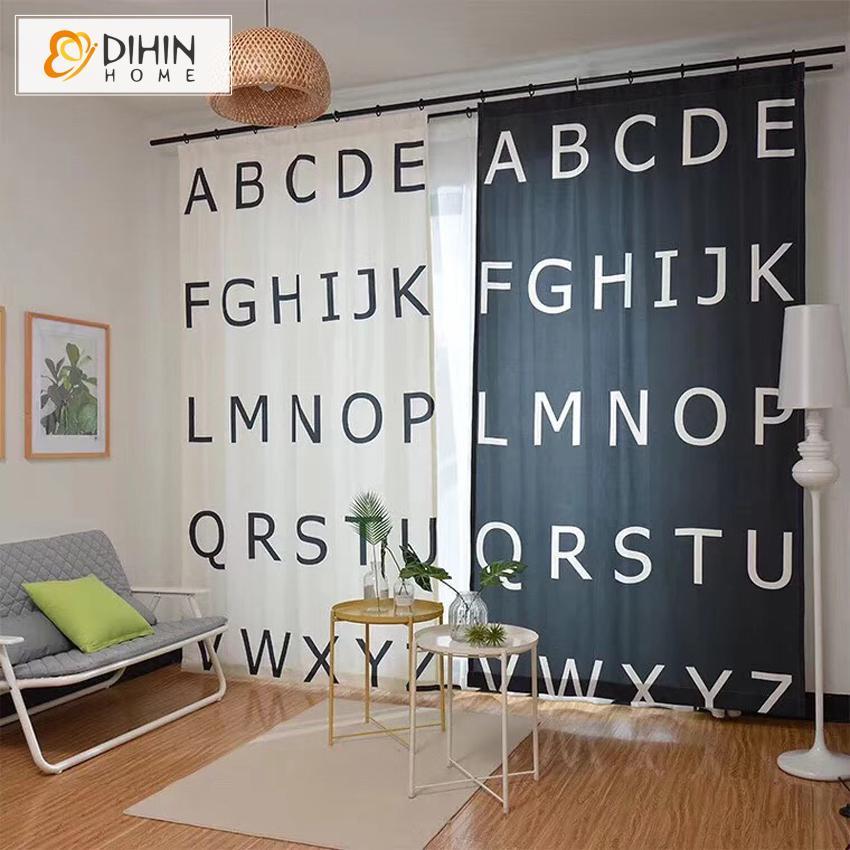 DIHIN HOME 3D Printed Alphabet Blackout Curtains,Window Curtains Grommet Curtain For Living Room ,39x102-inch,2 Panels Included Roman Shades Curtains Window Blinds custom curtains blackout curtains curtains for living room sheer curtains curtain fabric linen curtains kitchen curtains velvet curtains pinch pleat curtains bay window curtains outdoor curtains pleated curtains floral curtains dining room curtains kitchen valances drapes for bedroom patio curtains nursery curtains grommet curtains