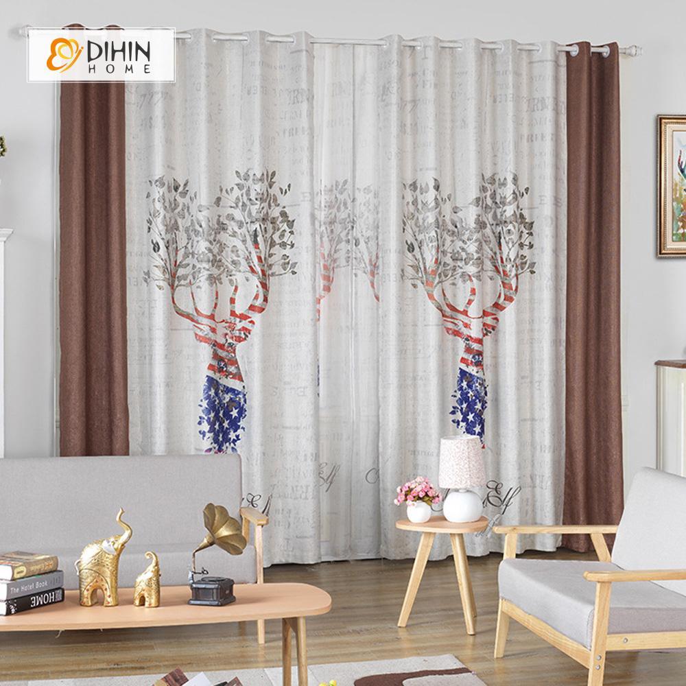 DIHIN HOME 3D Printed American Elk Blackout Curtains ,Window Curtains Grommet Curtain For Living Room ,39x102-inch,2 Panels Included Roman Shades Curtains Window Blinds custom curtains blackout curtains curtains for living room sheer curtains curtain fabric linen curtains kitchen curtains velvet curtains pinch pleat curtains bay window curtains outdoor curtains pleated curtains floral curtains dining room curtains kitchen valances drapes for bedroom patio curtains nursery curtains grommet curtains