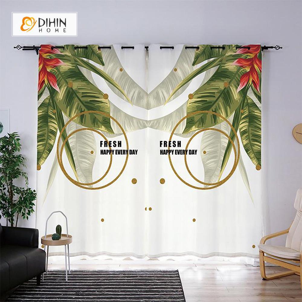 DIHIN HOME 3D Printed Banana Leaf Blackout Curtains ,Window Curtains Grommet Curtain For Living Room ,39x102-inch,2 Panels Included Roman Shades Curtains Window Blinds custom curtains blackout curtains curtains for living room sheer curtains curtain fabric linen curtains kitchen curtains velvet curtains pinch pleat curtains bay window curtains outdoor curtains pleated curtains floral curtains dining room curtains kitchen valances drapes for bedroom patio curtains nursery curtains grommet curtains