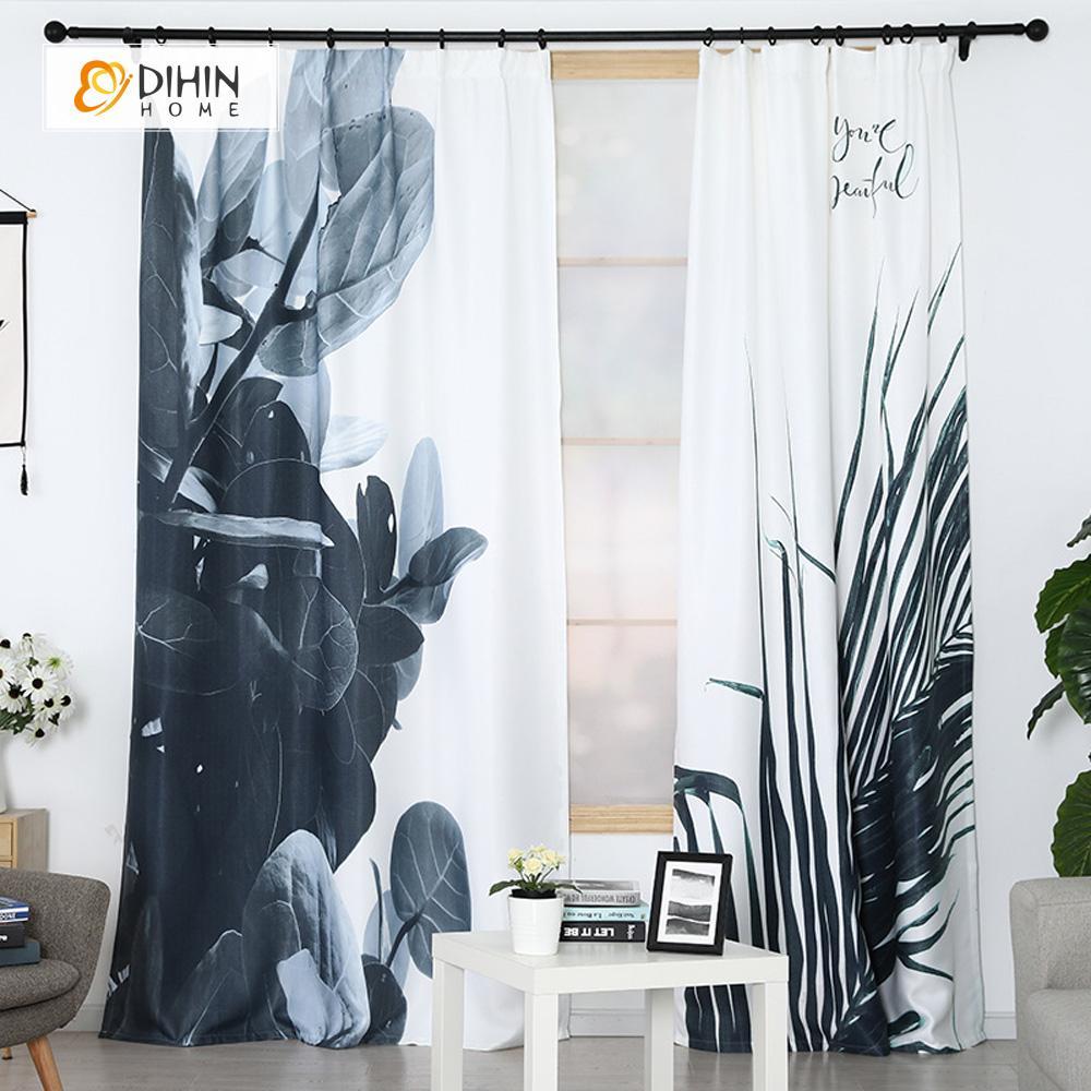 DIHIN HOME 3D Printed Black Leaves Blackout Curtains ,Window Curtains Grommet Curtain For Living Room ,39x102-inch,2 Panels Included Roman Shades Curtains Window Blinds custom curtains blackout curtains curtains for living room sheer curtains curtain fabric linen curtains kitchen curtains velvet curtains pinch pleat curtains bay window curtains outdoor curtains pleated curtains floral curtains dining room curtains kitchen valances drapes for bedroom patio curtains nursery curtains grommet curtains