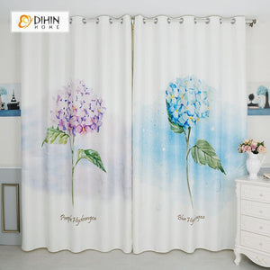 DIHIN HOME 3D Printed Blue and Purple Flowers Blackout Curtains ,Window Curtains Grommet Curtain For Living Room ,39x102-inch,2 Panels Included Roman Shades Window Curtains Curtains Window Blinds Curtains Drapes linen drapery curtains and drapes windows drapes custom curtains blackout curtains curtains for living room window shades sheer curtains curtain fabric window treatments custom drapery