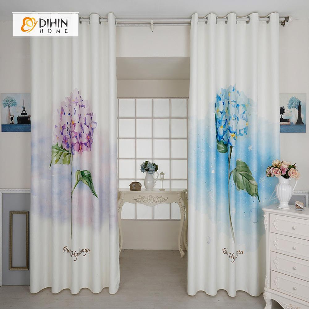 DIHIN HOME 3D Printed Blue and Purple Flowers Blackout Curtains ,Window Curtains Grommet Curtain For Living Room ,39x102-inch,2 Panels Included Roman Shades Window Curtains Curtains Window Blinds Curtains Drapes linen drapery curtains and drapes windows drapes custom curtains blackout curtains curtains for living room window shades sheer curtains curtain fabric window treatments custom drapery