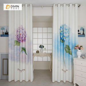 DIHIN HOME 3D Printed Blue and Purple Flowers Blackout Curtains ,Window Curtains Grommet Curtain For Living Room ,39x102-inch,2 Panels Included Roman Shades Window Curtains Curtains Window Blinds Curtains Drapes linen drapery curtains and drapes windows drapes custom curtains blackout curtains curtains for living room window shades sheer curtains curtain fabric window treatments custom drapery