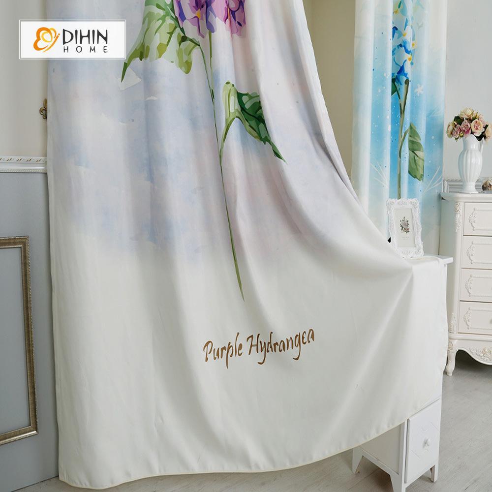 DIHIN HOME 3D Printed Blue and Purple Flowers Blackout Curtains ,Window Curtains Grommet Curtain For Living Room ,39x102-inch,2 Panels Included Roman Shades Window Curtains Curtains Window Blinds Curtains Drapes linen drapery curtains and drapes windows drapes custom curtains blackout curtains curtains for living room window shades sheer curtains curtain fabric window treatments custom drapery