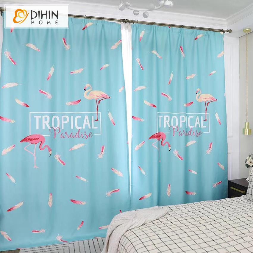 DIHIN HOME 3D Printed Blue Flamingo Blackout Curtains,Window Curtains Grommet Curtain For Living Room ,39x102-inch,2 Panels Included Roman Shades Curtains Window Blinds custom curtains blackout curtains curtains for living room sheer curtains curtain fabric linen curtains kitchen curtains velvet curtains pinch pleat curtains bay window curtains outdoor curtains pleated curtains floral curtains dining room curtains kitchen valances drapes for bedroom patio curtains nursery curtains grommet curtains
