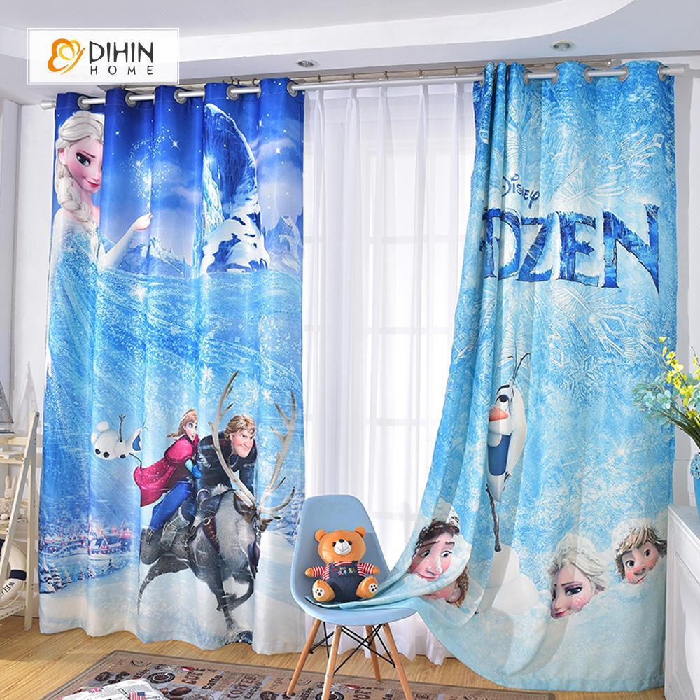 DIHIN HOME 3D Printed Blue Frozen Blackout Curtains ,Window Curtains Grommet Curtain For Living Room ,39x102-inch,2 Panels Included Roman Shades Curtains Window Blinds custom curtains blackout curtains curtains for living room sheer curtains curtain fabric linen curtains kitchen curtains velvet curtains pinch pleat curtains bay window curtains outdoor curtains pleated curtains floral curtains dining room curtains kitchen valances drapes for bedroom patio curtains nursery curtains grommet curtains