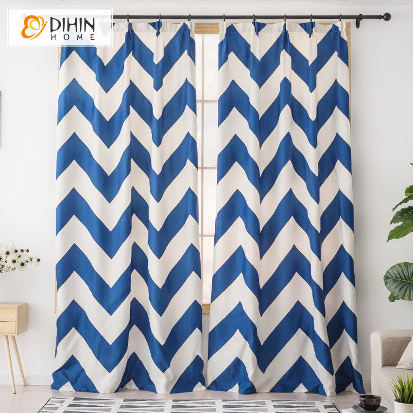 DIHIN HOME 3D Printed Blue Srtips Blackout Curtains,Window Curtains Grommet Curtain For Living Room ,39x102-inch,2 Panels Included Roman Shades Curtains Window Blinds custom curtains blackout curtains curtains for living room sheer curtains curtain fabric linen curtains kitchen curtains velvet curtains pinch pleat curtains bay window curtains outdoor curtains pleated curtains floral curtains dining room curtains kitchen valances drapes for bedroom patio curtains nursery curtains grommet curtains