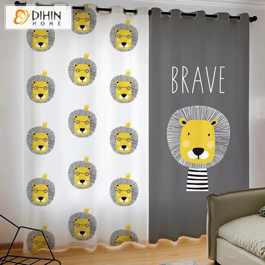 DIHIN HOME 3D Printed Brave Lion Blackout Curtains,Window Curtains Grommet Curtain For Living Room ,39x102-inch,2 Panels Included Roman Shades Curtains Window Blinds custom curtains blackout curtains curtains for living room sheer curtains curtain fabric linen curtains kitchen curtains velvet curtains pinch pleat curtains bay window curtains outdoor curtains pleated curtains floral curtains dining room curtains kitchen valances drapes for bedroom patio curtains nursery curtains grommet curtains