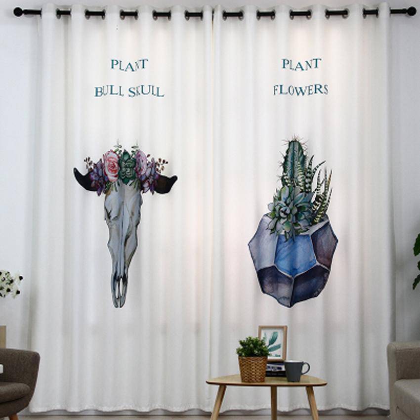 DIHIN HOME 3D Printed Bull Skull Blackout Curtains,Window Curtains Grommet Curtain For Living Room ,39x102-inch,2 Panels Include Roman Shades Curtains Window Blinds custom curtains blackout curtains curtains for living room sheer curtains curtain fabric linen curtains kitchen curtains velvet curtains pinch pleat curtains bay window curtains outdoor curtains pleated curtains floral curtains dining room curtains kitchen valances drapes for bedroom patio curtains nursery curtains grommet curtains