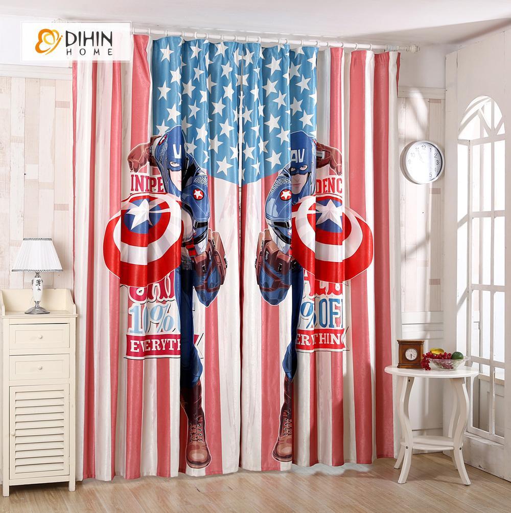 DIHIN HOME 3D Printed Captain America Blackout Curtains ,Window Curtains Grommet Curtain For Living Room ,39x102-inch,2 Panels Included Roman Shades Curtains Window Blinds custom curtains blackout curtains curtains for living room sheer curtains curtain fabric linen curtains kitchen curtains velvet curtains pinch pleat curtains bay window curtains outdoor curtains pleated curtains floral curtains dining room curtains kitchen valances drapes for bedroom patio curtains nursery curtains grommet curtains