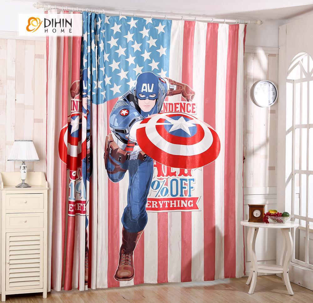 DIHIN HOME 3D Printed Captain America Blackout Curtains ,Window Curtains Grommet Curtain For Living Room ,39x102-inch,2 Panels Included Roman Shades Curtains Window Blinds custom curtains blackout curtains curtains for living room sheer curtains curtain fabric linen curtains kitchen curtains velvet curtains pinch pleat curtains bay window curtains outdoor curtains pleated curtains floral curtains dining room curtains kitchen valances drapes for bedroom patio curtains nursery curtains grommet curtains