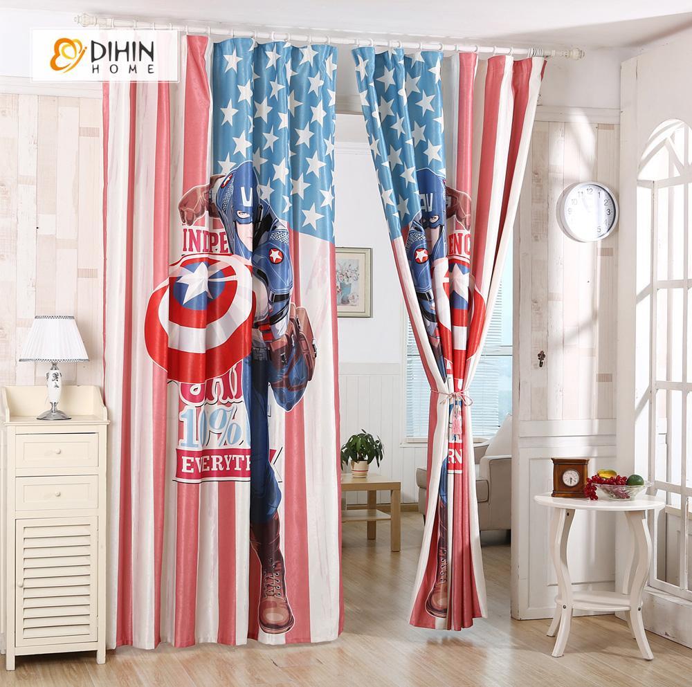 DIHIN HOME 3D Printed Captain America Blackout Curtains ,Window Curtains Grommet Curtain For Living Room ,39x102-inch,2 Panels Included Roman Shades Curtains Window Blinds custom curtains blackout curtains curtains for living room sheer curtains curtain fabric linen curtains kitchen curtains velvet curtains pinch pleat curtains bay window curtains outdoor curtains pleated curtains floral curtains dining room curtains kitchen valances drapes for bedroom patio curtains nursery curtains grommet curtains