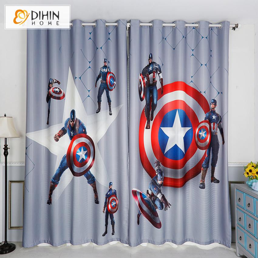 DIHIN HOME 3D Printed Captain America Blackout Curtains,Window Curtains Grommet Curtain For Living Room ,39x102-inch,2 Panels Included Roman Shades Curtains Window Blinds custom curtains blackout curtains curtains for living room sheer curtains curtain fabric linen curtains kitchen curtains velvet curtains pinch pleat curtains bay window curtains outdoor curtains pleated curtains floral curtains dining room curtains kitchen valances drapes for bedroom patio curtains nursery curtains grommet curtains