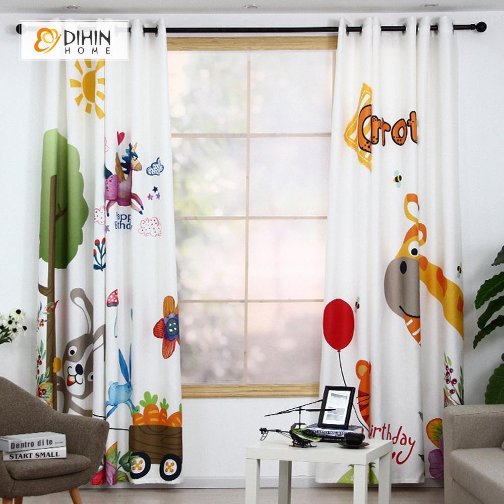DIHIN HOME 3D Printed Cartoon Animal Blackout Curtains ,Window Curtains Grommet Curtain For Living Room ,39x102-inch,2 Panels Included Roman Shades Curtains Window Blinds custom curtains blackout curtains curtains for living room sheer curtains curtain fabric linen curtains kitchen curtains velvet curtains pinch pleat curtains bay window curtains outdoor curtains pleated curtains floral curtains dining room curtains kitchen valances drapes for bedroom patio curtains nursery curtains grommet curtains