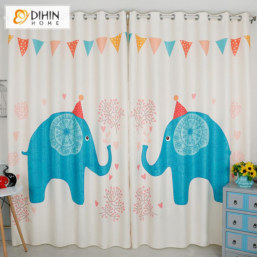 DIHIN HOME 3D Printed Cartoon Blue Elephant Blackout Curtains,Window Curtains Grommet Curtain For Living Room ,39x102-inch,2 Panels Included Roman Shades Curtains Window Blinds custom curtains blackout curtains curtains for living room sheer curtains curtain fabric linen curtains kitchen curtains velvet curtains pinch pleat curtains bay window curtains outdoor curtains pleated curtains floral curtains dining room curtains kitchen valances drapes for bedroom patio curtains nursery curtains grommet curtains