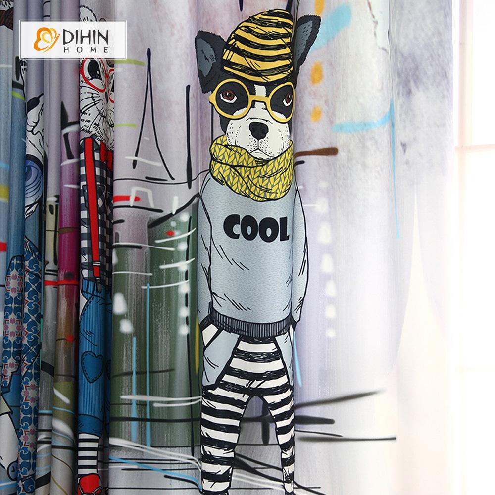 DIHIN HOME 3D Printed Cartoon Dog and Cat Blackout Curtains ,Window Curtains Grommet Curtain For Living Room ,39x102-inch,2 Panels Included Roman Shades Curtains Window Blinds custom curtains blackout curtains curtains for living room sheer curtains curtain fabric linen curtains kitchen curtains velvet curtains pinch pleat curtains bay window curtains outdoor curtains pleated curtains floral curtains dining room curtains kitchen valances drapes for bedroom patio curtains nursery curtains grommet curtains