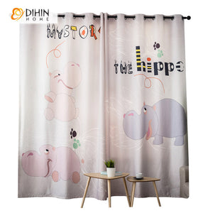DIHIN HOME 3D Printed Cartoon Hippo Blackout Curtains,Window Curtains Grommet Curtain For Living Room ,39x102-inch,2 Panels Included Roman Shades Curtains Window Blinds custom curtains blackout curtains curtains for living room sheer curtains curtain fabric linen curtains kitchen curtains velvet curtains pinch pleat curtains bay window curtains outdoor curtains pleated curtains floral curtains dining room curtains kitchen valances drapes for bedroom patio curtains nursery curtains grommet curtains