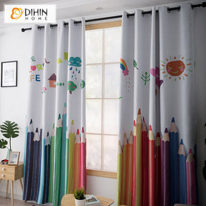 DIHIN HOME 3D Printed Cartoon Pencil Blackout Curtains,Window Curtains Grommet Curtain For Living Room ,39x102-inch,2 Panels Included Roman Shades Curtains Window Blinds custom curtains blackout curtains curtains for living room sheer curtains curtain fabric linen curtains kitchen curtains velvet curtains pinch pleat curtains bay window curtains outdoor curtains pleated curtains floral curtains dining room curtains kitchen valances drapes for bedroom patio curtains nursery curtains grommet curtains