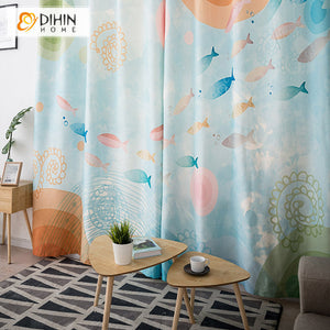 DIHIN HOME 3D Printed Cartoon Sea Colorful Fish Blackout Curtains,Window Curtains Grommet Curtain For Living Room ,39x102-inch,2 Panels Included Roman Shades Curtains Window Blinds custom curtains blackout curtains curtains for living room sheer curtains curtain fabric linen curtains kitchen curtains velvet curtains pinch pleat curtains bay window curtains outdoor curtains pleated curtains floral curtains dining room curtains kitchen valances drapes for bedroom patio curtains nursery curtains grommet curtai