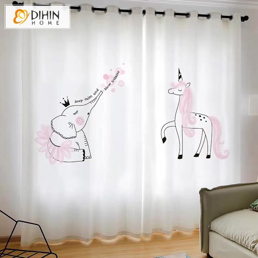 DIHIN HOME 3D Printed Cartoon Unicorn Blackout Curtains,Window Curtains Grommet Curtain For Living Room ,39x102-inch,2 Panels Included Roman Shades Curtains Window Blinds custom curtains blackout curtains curtains for living room sheer curtains curtain fabric linen curtains kitchen curtains velvet curtains pinch pleat curtains bay window curtains outdoor curtains pleated curtains floral curtains dining room curtains kitchen valances drapes for bedroom patio curtains nursery curtains grommet curtains