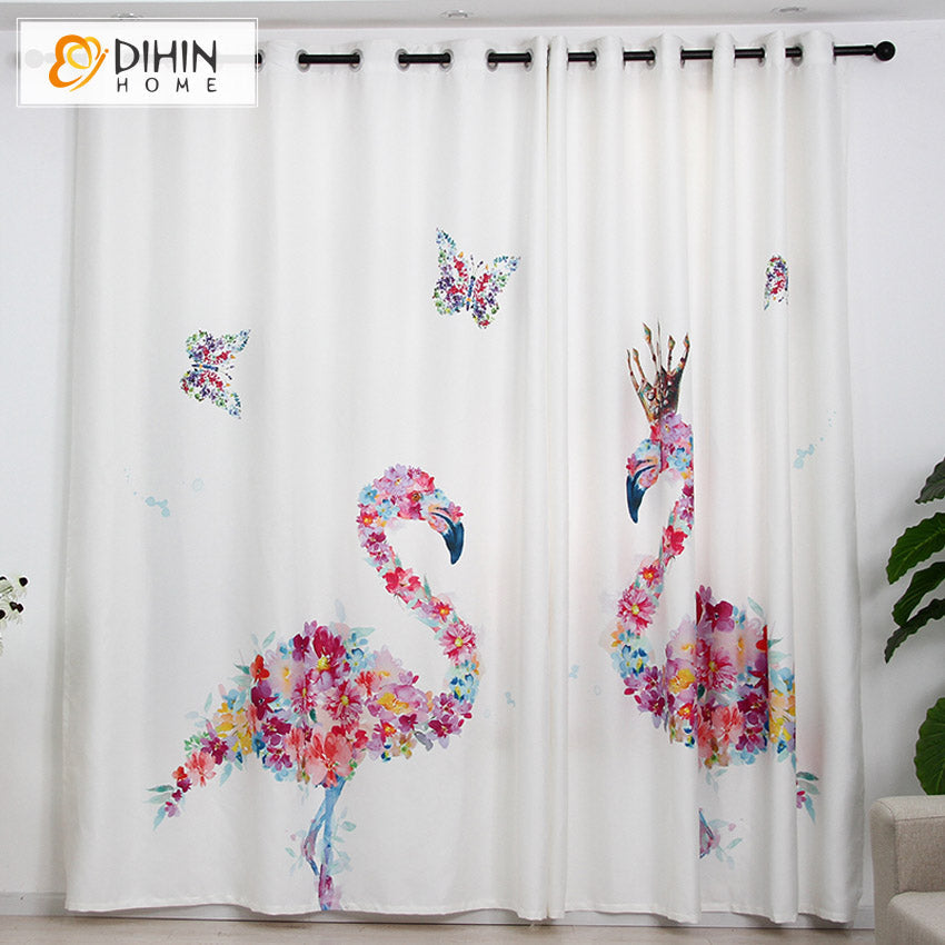DIHIN HOME 3D Printed Colored Flamingo Blackout Curtains,Window Curtains Grommet Curtain For Living Room ,39x102-inch,2 Panels Included Roman Shades Curtains Window Blinds custom curtains blackout curtains curtains for living room sheer curtains curtain fabric linen curtains kitchen curtains velvet curtains pinch pleat curtains bay window curtains outdoor curtains pleated curtains floral curtains dining room curtains kitchen valances drapes for bedroom patio curtains nursery curtains grommet curtains