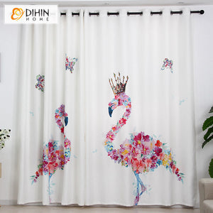 DIHIN HOME 3D Printed Colored Flamingo Blackout Curtains,Window Curtains Grommet Curtain For Living Room ,39x102-inch,2 Panels Included Roman Shades Curtains Window Blinds custom curtains blackout curtains curtains for living room sheer curtains curtain fabric linen curtains kitchen curtains velvet curtains pinch pleat curtains bay window curtains outdoor curtains pleated curtains floral curtains dining room curtains kitchen valances drapes for bedroom patio curtains nursery curtains grommet curtains