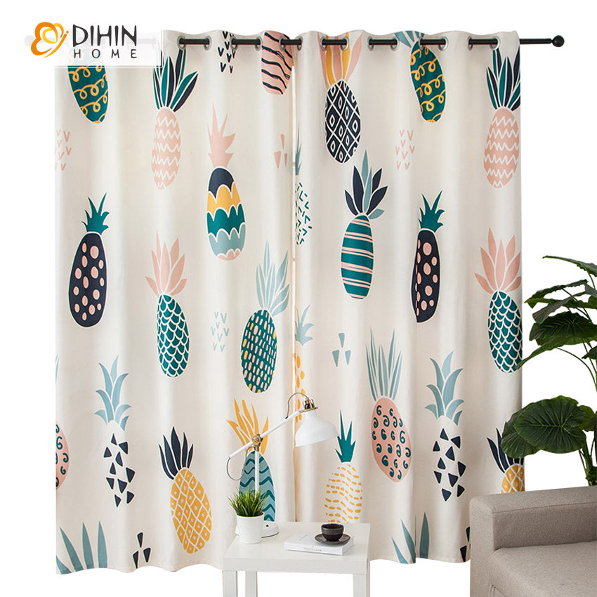 DIHIN HOME 3D Printed Colored Pineapple Blackout Curtains,Window Curtains Grommet Curtain For Living Room ,39x102-inch,2 Panels Included Roman Shades Curtains Window Blinds custom curtains blackout curtains curtains for living room sheer curtains curtain fabric linen curtains kitchen curtains velvet curtains pinch pleat curtains bay window curtains outdoor curtains pleated curtains floral curtains dining room curtains kitchen valances drapes for bedroom patio curtains nursery curtains grommet curtains