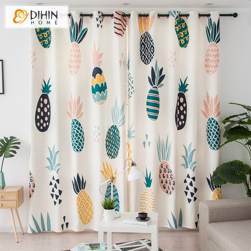 DIHIN HOME 3D Printed Colored Pineapple Blackout Curtains,Window Curtains Grommet Curtain For Living Room ,39x102-inch,2 Panels Included Roman Shades Curtains Window Blinds custom curtains blackout curtains curtains for living room sheer curtains curtain fabric linen curtains kitchen curtains velvet curtains pinch pleat curtains bay window curtains outdoor curtains pleated curtains floral curtains dining room curtains kitchen valances drapes for bedroom patio curtains nursery curtains grommet curtains