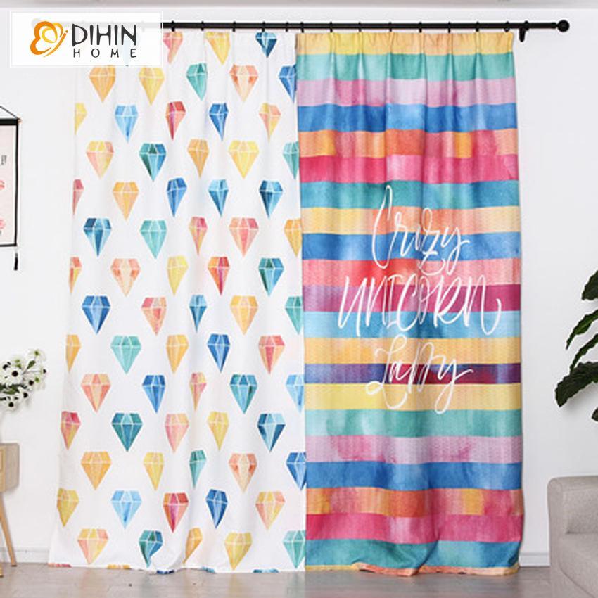 DIHIN HOME 3D Printed Colorful Diamonds Blackout Curtains,Window Curtains Grommet Curtain For Living Room ,39x102-inch,2 Panels Include Roman Shades Curtains Window Blinds custom curtains blackout curtains curtains for living room sheer curtains curtain fabric linen curtains kitchen curtains velvet curtains pinch pleat curtains bay window curtains outdoor curtains pleated curtains floral curtains dining room curtains kitchen valances drapes for bedroom patio curtains nursery curtains grommet curtains