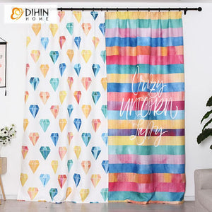 DIHIN HOME 3D Printed Colorful Diamonds Blackout Curtains,Window Curtains Grommet Curtain For Living Room ,39x102-inch,2 Panels Include Roman Shades Curtains Window Blinds custom curtains blackout curtains curtains for living room sheer curtains curtain fabric linen curtains kitchen curtains velvet curtains pinch pleat curtains bay window curtains outdoor curtains pleated curtains floral curtains dining room curtains kitchen valances drapes for bedroom patio curtains nursery curtains grommet curtains