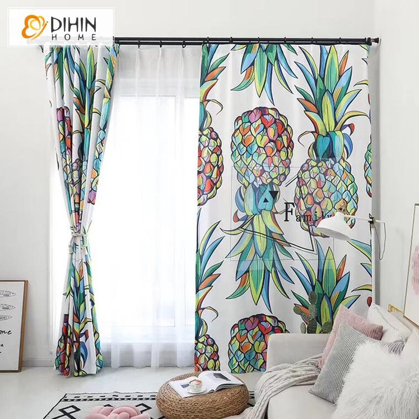 DIHIN HOME 3D Printed Colorful Pineapple Blackout Curtains,Window Curtains Grommet Curtain For Living Room ,39x102-inch,2 Panels Included Roman Shades Curtains Window Blinds custom curtains blackout curtains curtains for living room sheer curtains curtain fabric linen curtains kitchen curtains velvet curtains pinch pleat curtains bay window curtains outdoor curtains pleated curtains floral curtains dining room curtains kitchen valances drapes for bedroom patio curtains nursery curtains grommet curtains