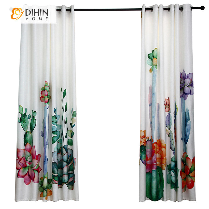 DIHIN HOME 3D Printed Colorful Succulent Plants Blackout Curtains,Window Curtains Grommet Curtain For Living Room ,39x102-inch,2 Panels Included Roman Shades Curtains Window Blinds custom curtains blackout curtains curtains for living room sheer curtains curtain fabric linen curtains kitchen curtains velvet curtains pinch pleat curtains bay window curtains outdoor curtains pleated curtains floral curtains dining room curtains kitchen valances drapes for bedroom patio curtains nursery curtains grommet curtai