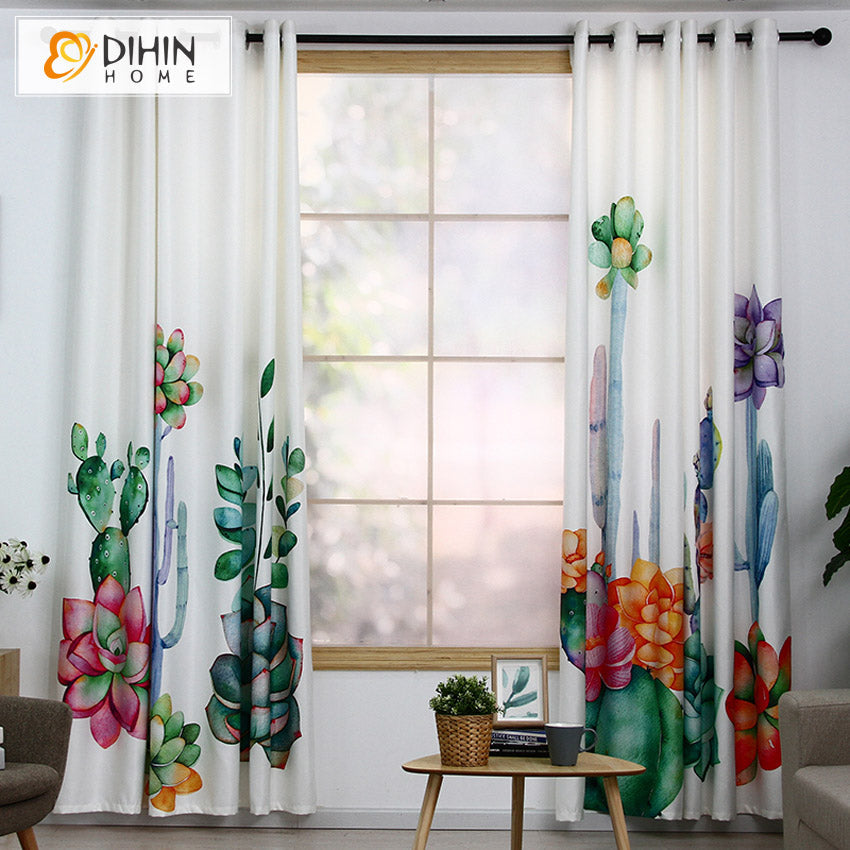 DIHIN HOME 3D Printed Colorful Succulent Plants Blackout Curtains,Window Curtains Grommet Curtain For Living Room ,39x102-inch,2 Panels Included Roman Shades Curtains Window Blinds custom curtains blackout curtains curtains for living room sheer curtains curtain fabric linen curtains kitchen curtains velvet curtains pinch pleat curtains bay window curtains outdoor curtains pleated curtains floral curtains dining room curtains kitchen valances drapes for bedroom patio curtains nursery curtains grommet curtai