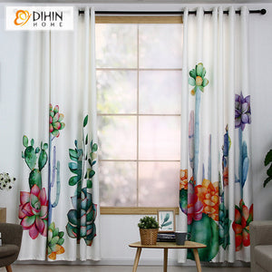 DIHIN HOME 3D Printed Colorful Succulent Plants Blackout Curtains,Window Curtains Grommet Curtain For Living Room ,39x102-inch,2 Panels Included Roman Shades Curtains Window Blinds custom curtains blackout curtains curtains for living room sheer curtains curtain fabric linen curtains kitchen curtains velvet curtains pinch pleat curtains bay window curtains outdoor curtains pleated curtains floral curtains dining room curtains kitchen valances drapes for bedroom patio curtains nursery curtains grommet curtai